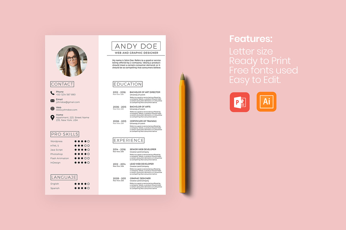 BRIGHT Resumes Bundle, a Resume Template by slidequest (Photo 5 of 11)
