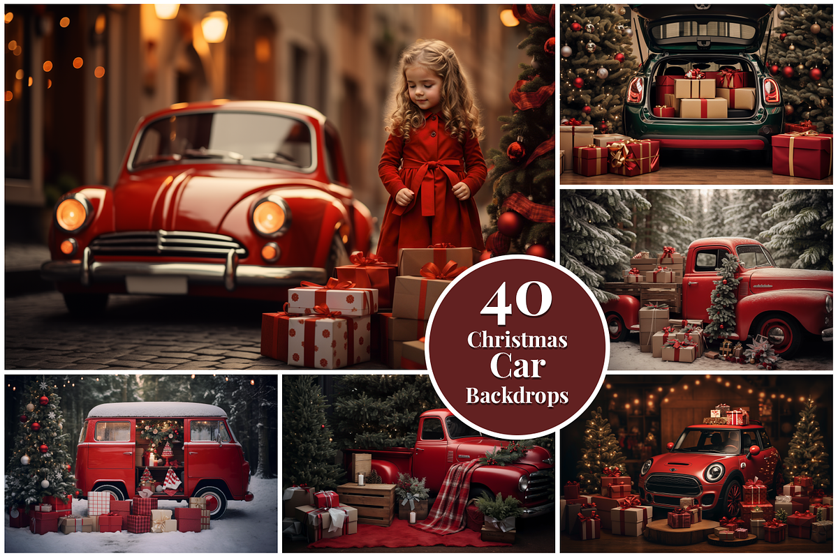 40 Christmas Car Digital Backdrops, a Background Graphic by HappyNews (Photo 1 of 5)