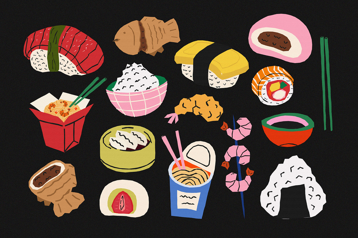 Asian food clipart, a Food Illustration by Luamor (Photo 2 of 9)