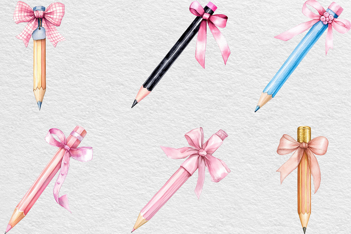 Pencil Bow Coquette Style Watercolor, an Illustration by Black Bird Studio (Photo 6 of 6)
