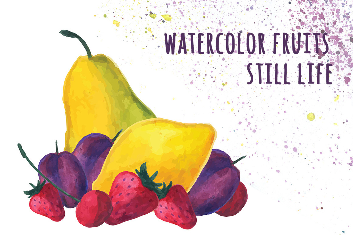 Watercolor fruits set preview 2