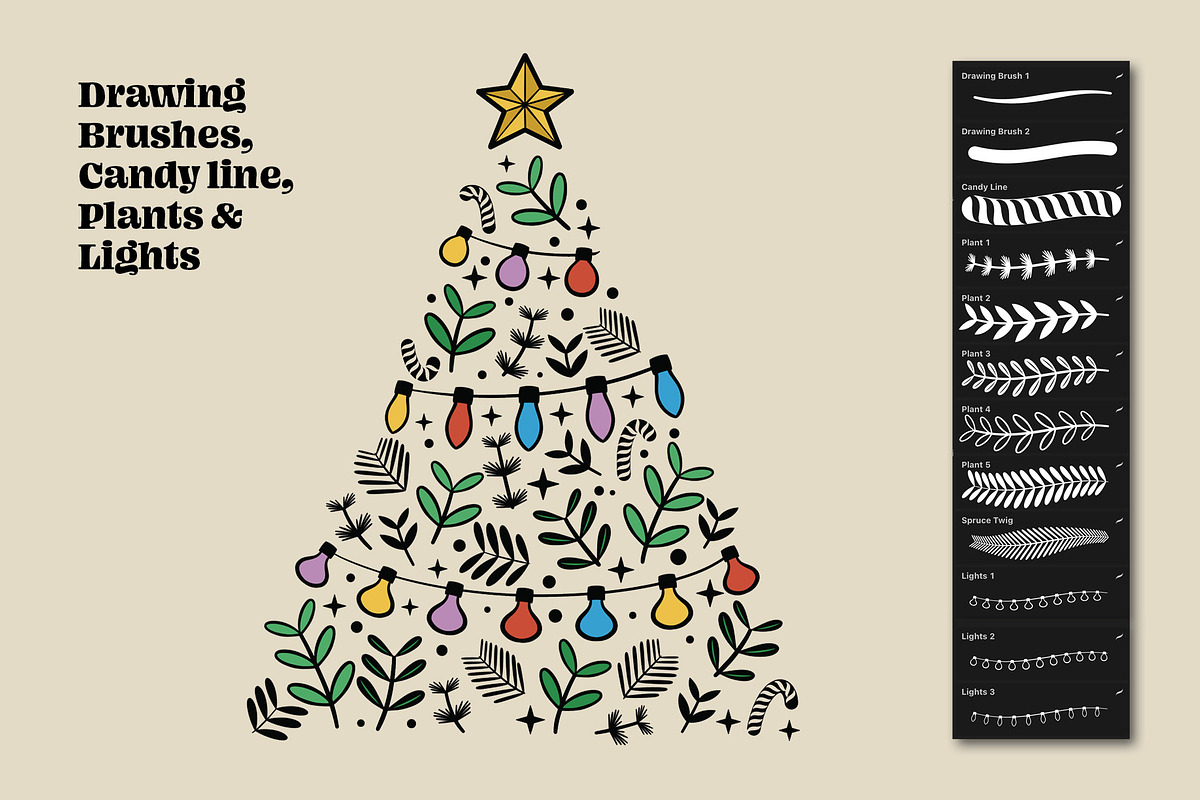 Retro Groovy Christmas Procreate Set, a Brush Add-On by Pencil Twist (Photo 5 of 9)