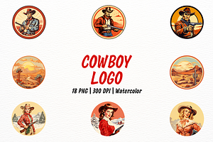 Elegant Cowboy Round Logo Clipart, a Person Illustration by New-School-Wave
