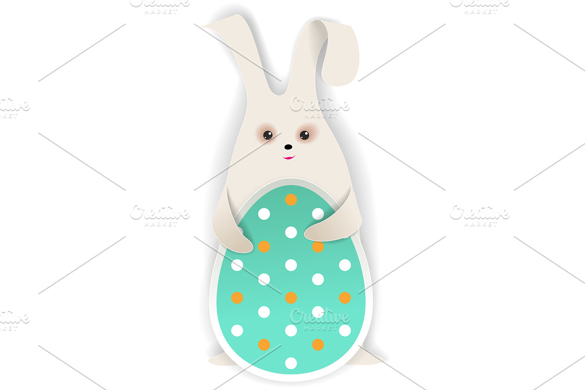 Easter bunny holding egg in paw, an Object Illustration by SiberianArt