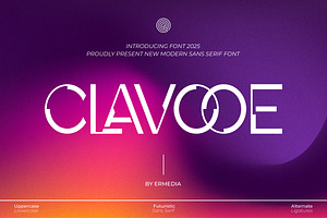Clavooe || Modern Futuristic Sans Se, a Sans Serif Font by Ermedia Studio