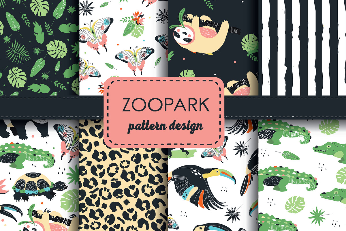 Seamless zoo patterns, a Pattern Graphic by narinadraban (Photo 2 of 11)