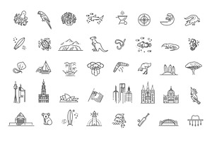 Australia. Vector icons set, an Animal Illustration by Tettygreen