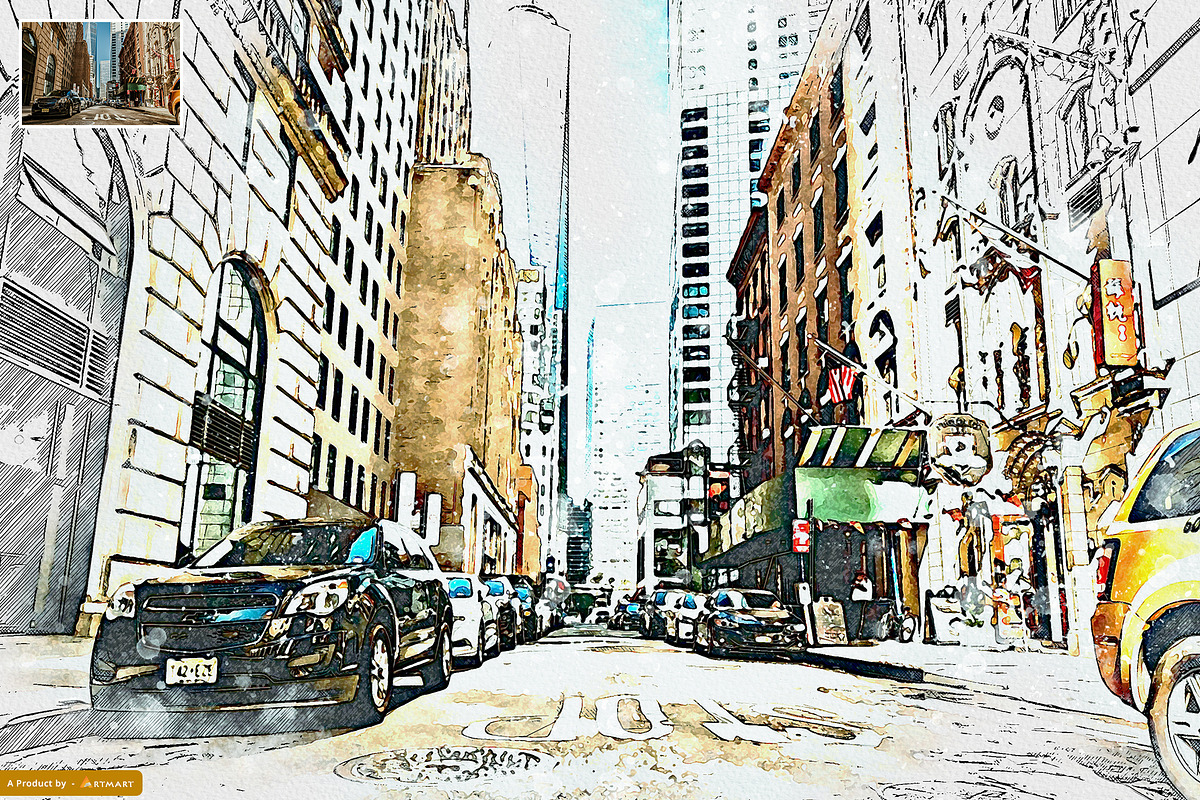 UrbaneXign - Mixed Watercolor Sketch, an Action Add-On by A R T M A R T (Photo 10 of 11)