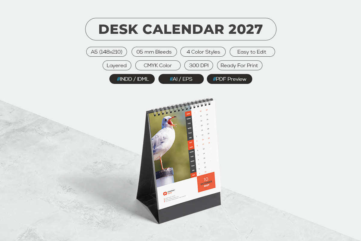 2027 Minimalist Desk Calendar, a Stationery Template by MstArtwork (Photo 5 of 6)