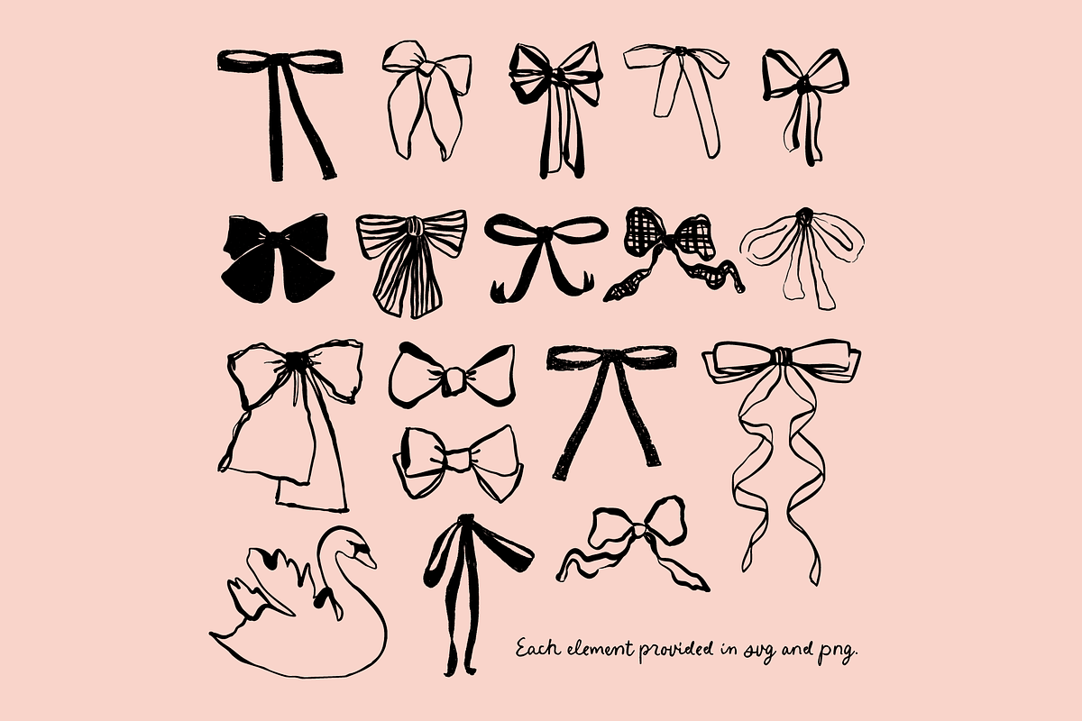 Black Coquette Swan and Bow Bundle, an Object Illustration by bron.alexander (Photo 2 of 8)