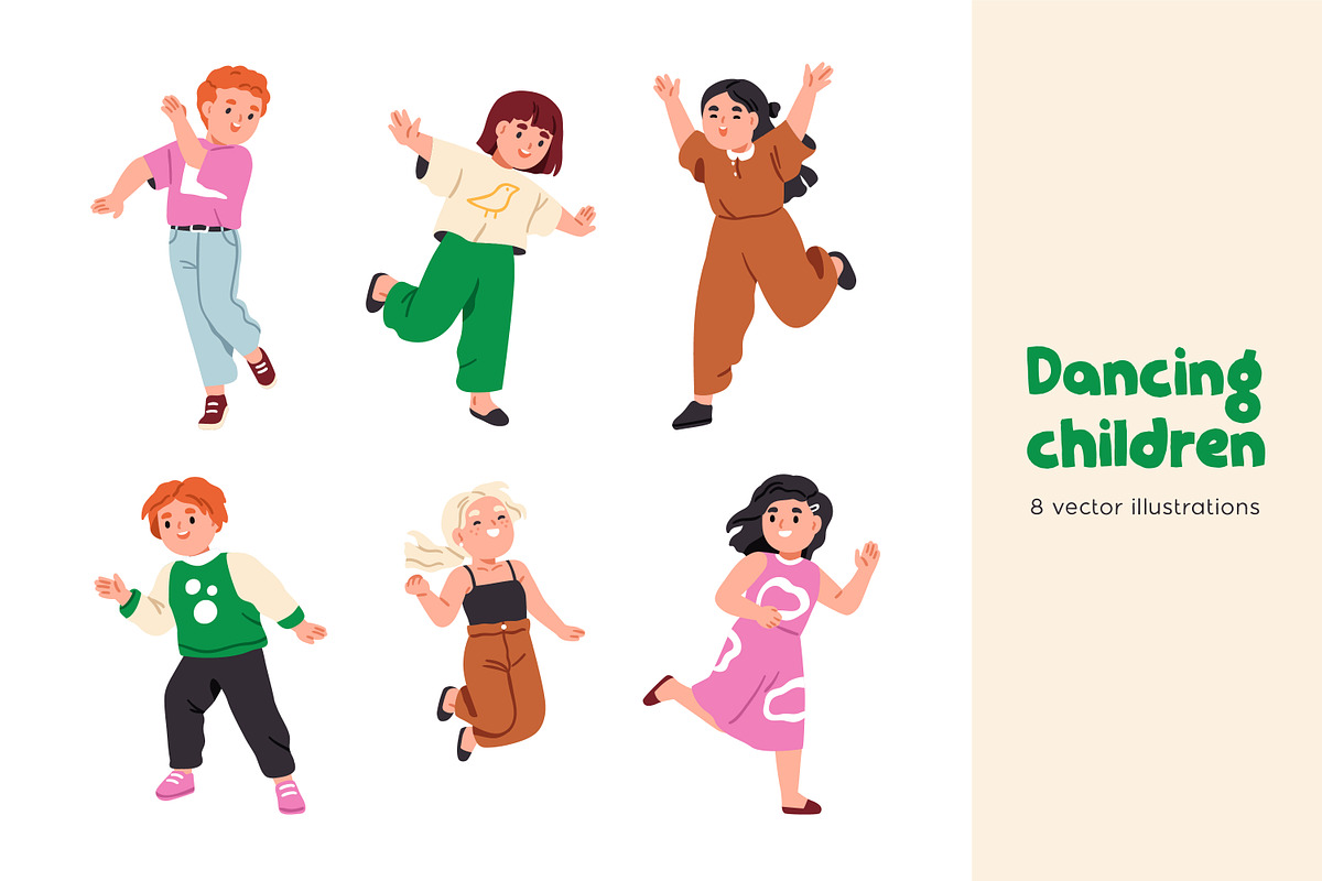 Cute, happy, active children set, a Person Illustration by Good Studio (Photo 1 of 5)