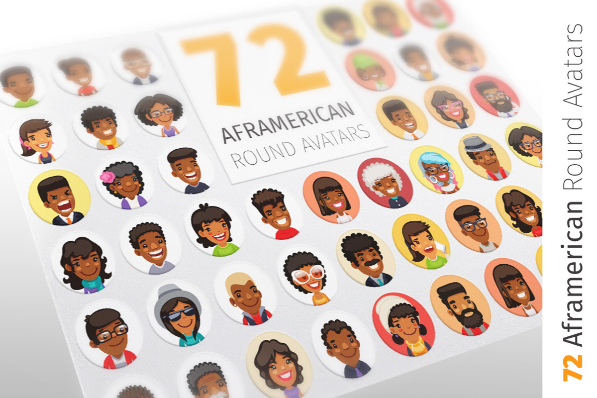 African American Round Avatars, an Emoji Icon by Voysla's Shop (Photo 1 of 4)