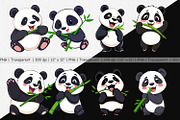 Panda with Bamboo Clipart, a Graphic by Artnoy (Thumbnail 2 of 5)