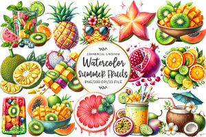 Tropical Fruit Summer Clipart, an Illustration by OK Design
