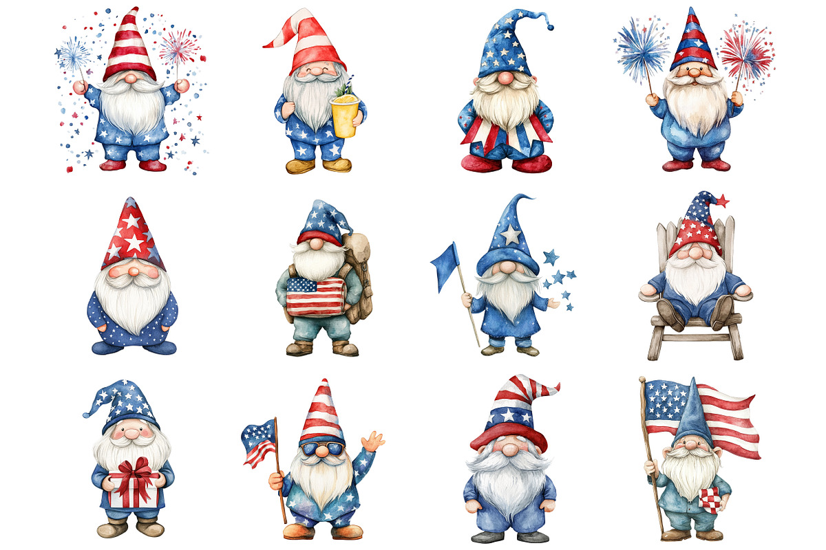 4th of July Gnome Clipart, a Seasonal Illustration by Design Market (Photo 4 of 5)