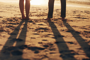 Senior couple holding hands featuring adult, affectionate, and beach, a Person Photo by Jacob Lund
