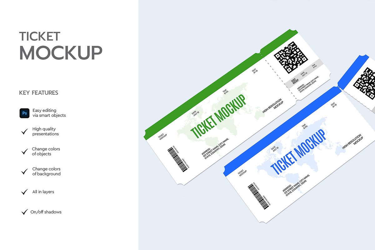 Ticket Mockup with QR Code