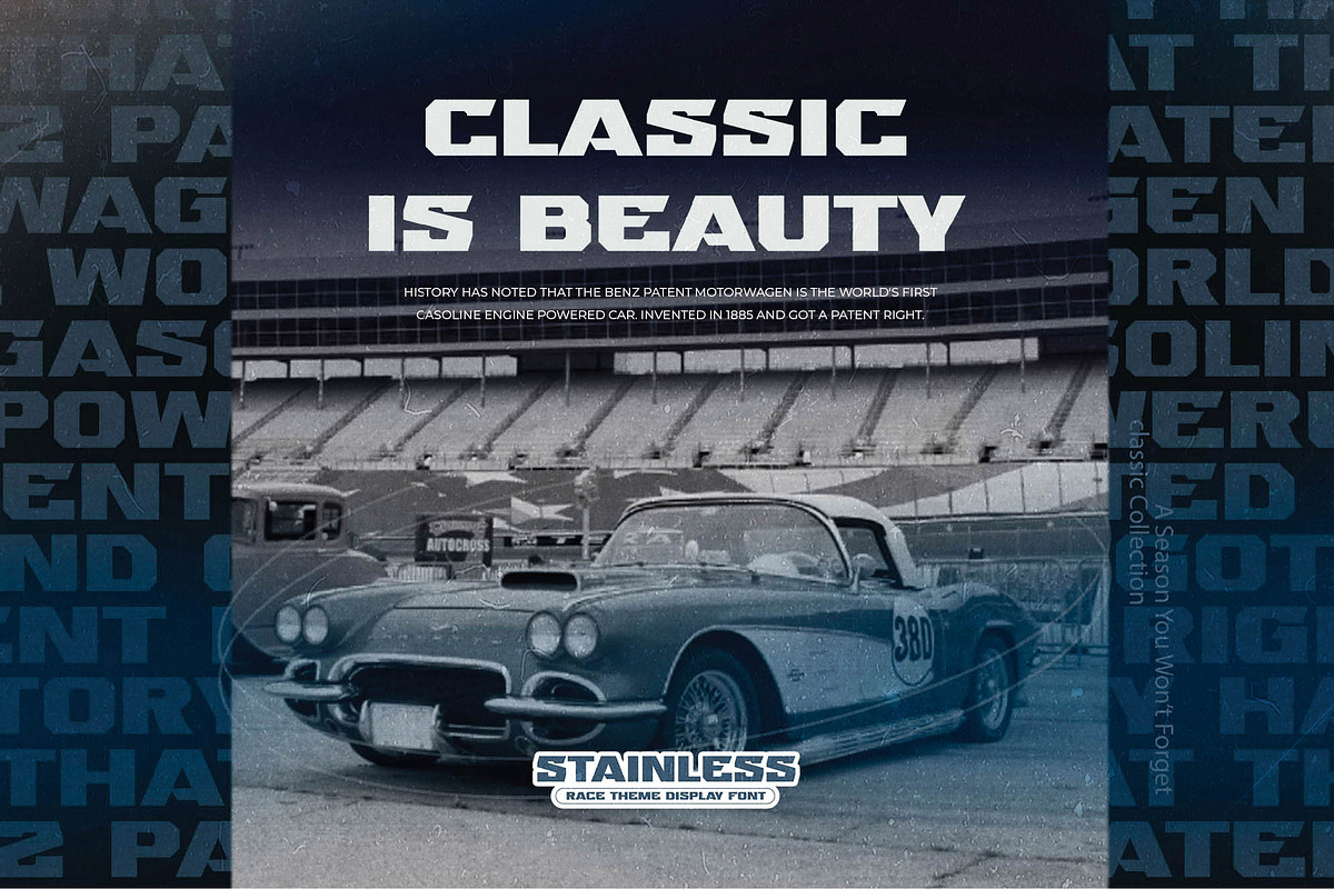 STAINLESS - Race Theme Display Font, a Font by Gassstype (Photo 6 of 9)