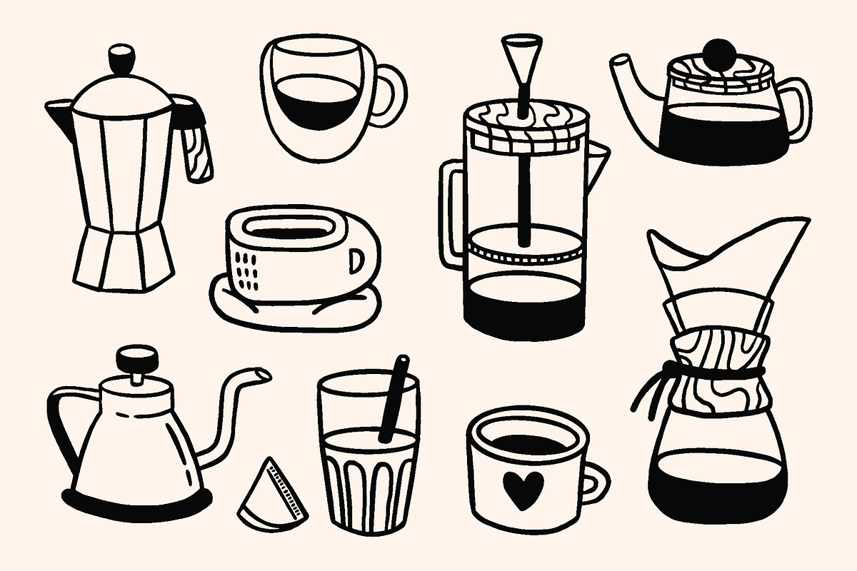 CAFE DOODLES | Graphic collection, a Food Illustration by katieromanoff_art (Photo 11 of 12)