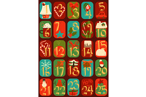 Cute Cartoon Advent Calendar with, an Object Illustration by Maria Starus