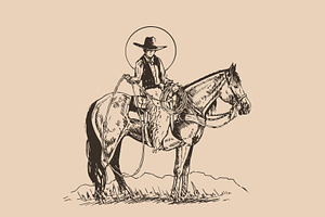 Western Cowboy Horse Graphic Logo