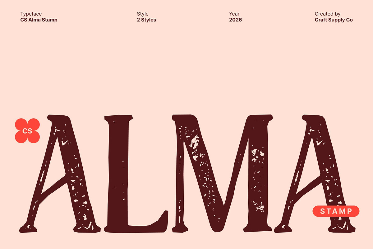 CS Alma Stamp, a Serif Font by Craft Supply Co. (Photo 1 of 8)