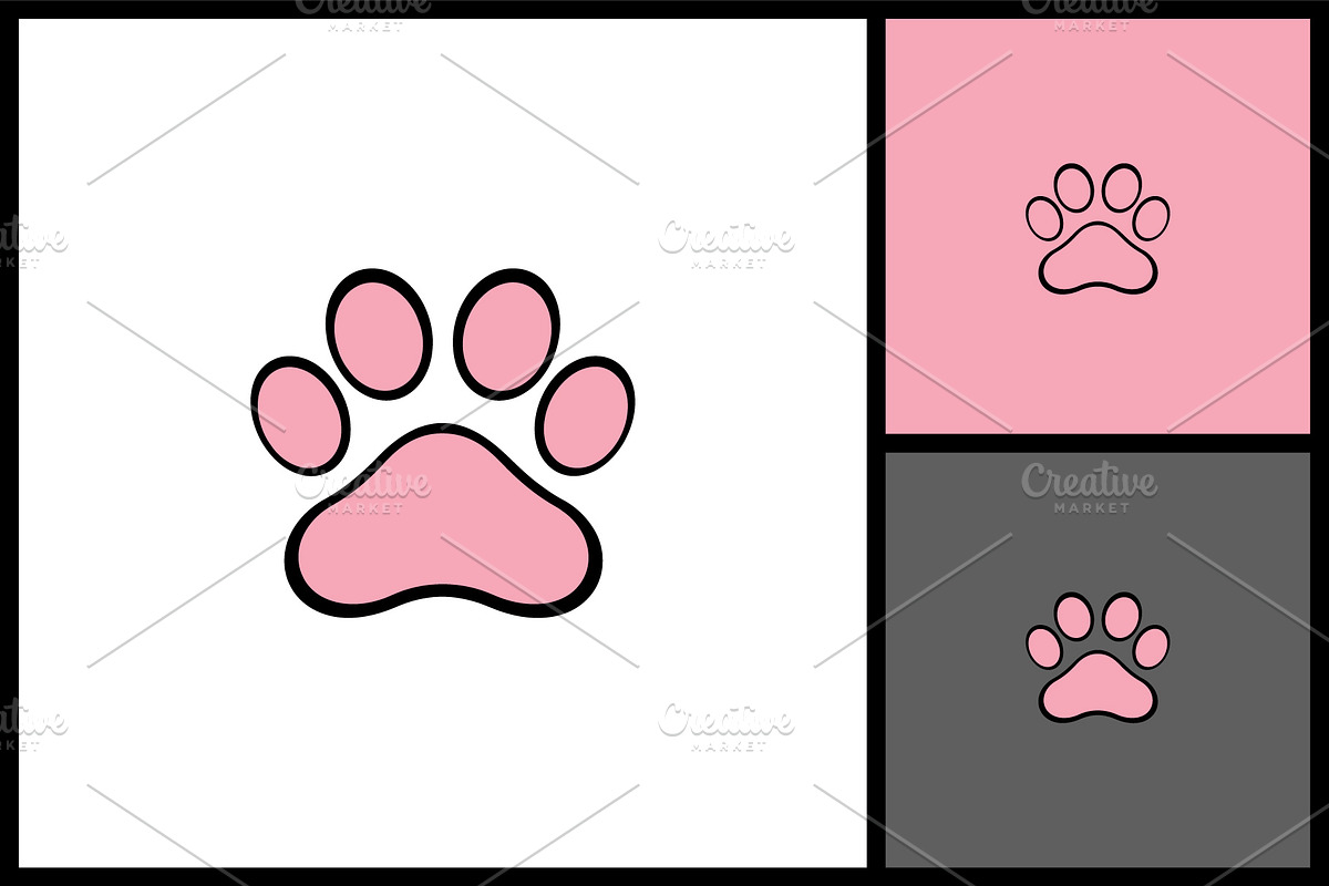 Cute Pink Paw Print Icon for Pet, an Animal Illustration by quadrazo