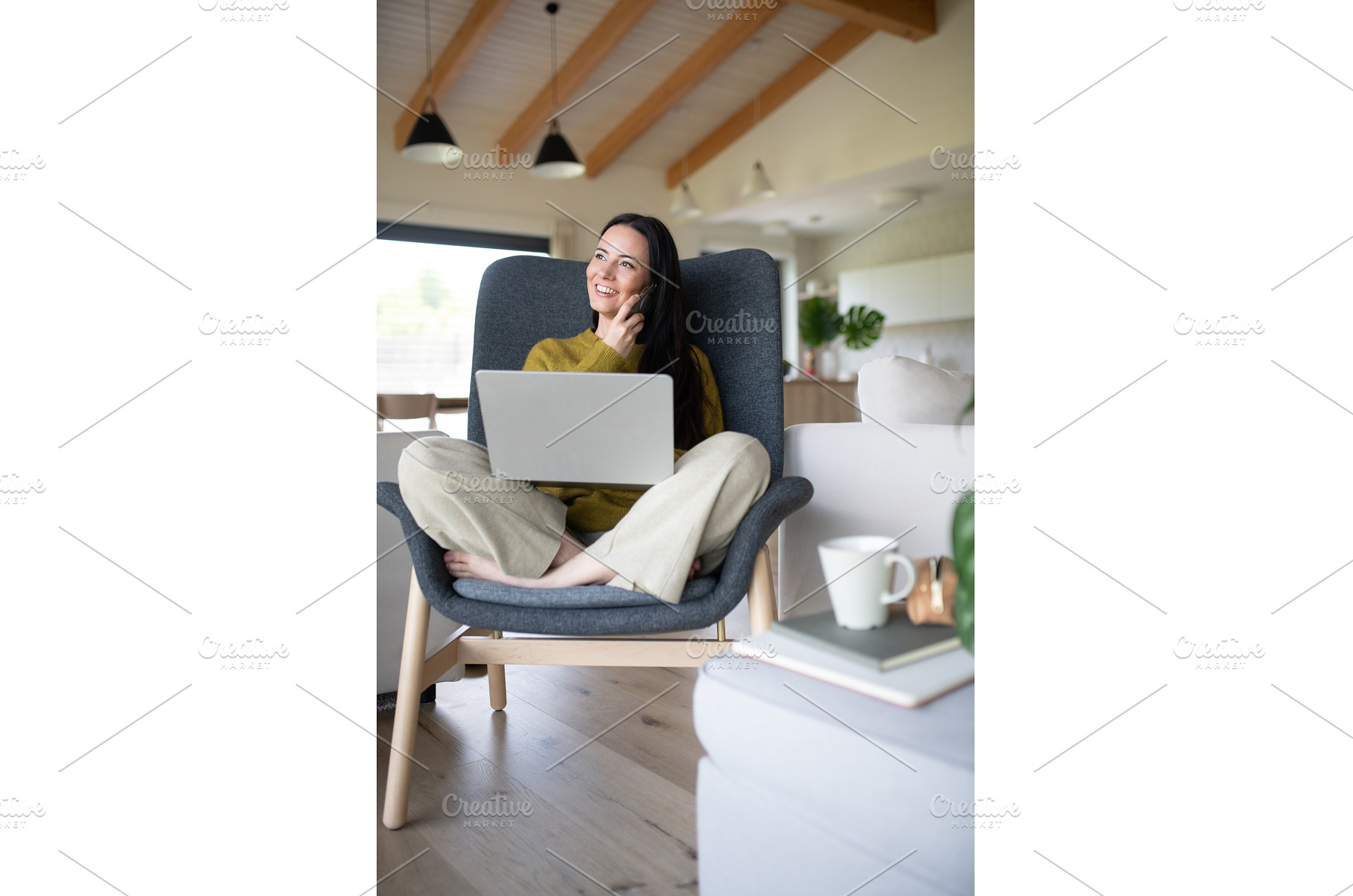 Woman working on laptop in cozy, a Person Photo by HalfPoint