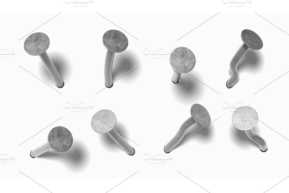 Nails hammered into wall 3d render, an Object 3D Model by Marozhkastudio