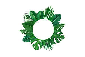 Tropical Leaves Circle Frame