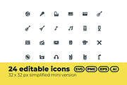 24 Rock music editable icons set, an Outline Icon by Tomasz Ostrowski Design (Thumbnail 3 of 4)