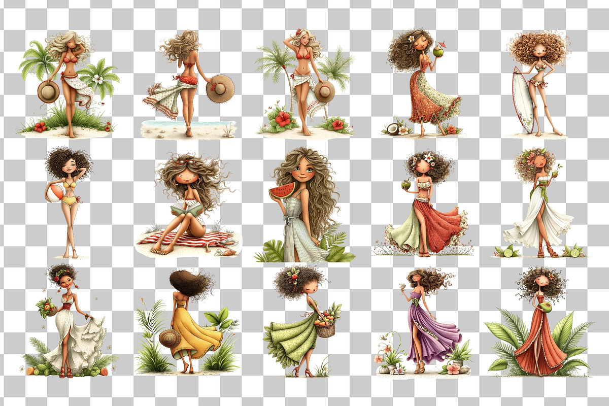 Summer Woman Watercolor Clipart, a Person Illustration by Nicolle's Colorful Art (Photo 4 of 5)