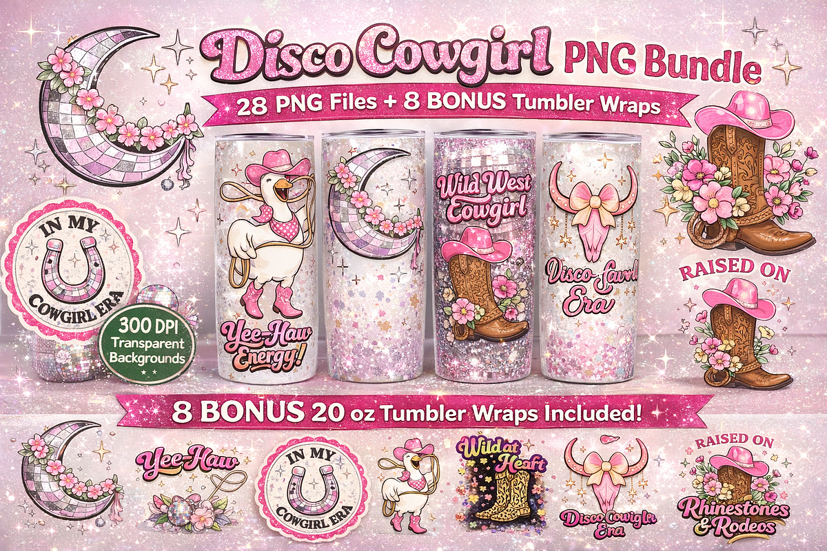 Disco Cowgirl PNG Bundle, an Object Illustration by MIRoots Design Studio (Photo 1 of 5)