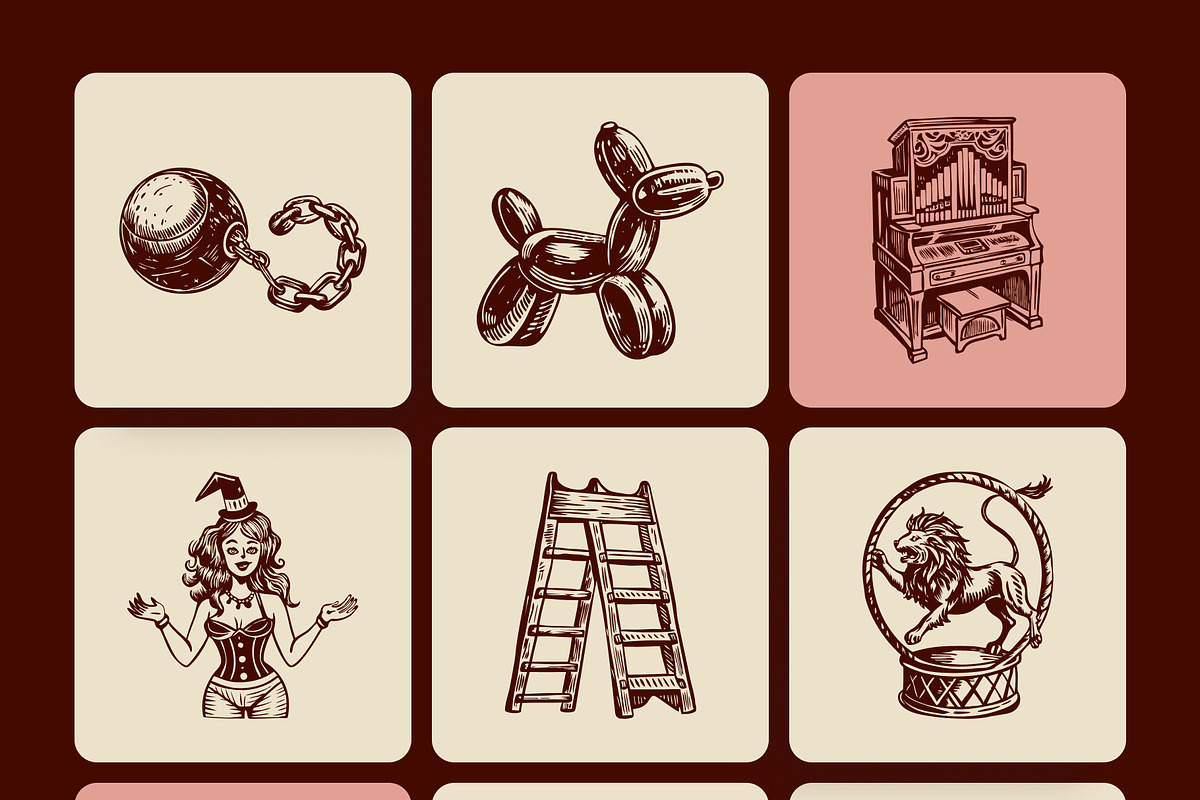Vintage Circus Illustration Set, a Sport Illustration by Creative Stall (Photo 8 of 10)