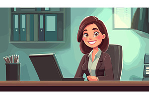 Hr manager workplace. Cartoon woman, a Person Illustration by Stock-Smart-Start
