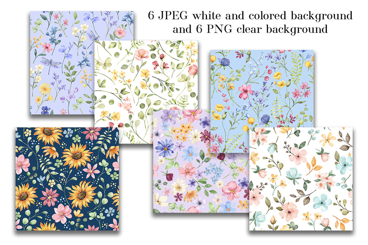 Seamless patterns wildflowers, a Pattern Graphic by Larisa Maslova (Photo 2 of 4)