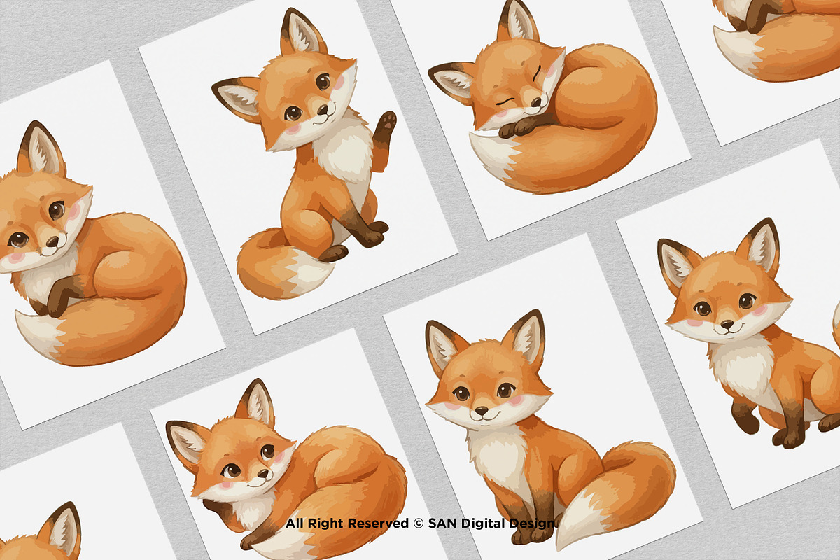 15 Bundle Watercolor Cute Fox Forest, an Animal Illustration by Morspective (Photo 3 of 8)