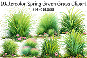 Watercolor Spring Green Grass Clipar, an Illustration by Daily.Designs (Thumbnail 1 of 8)