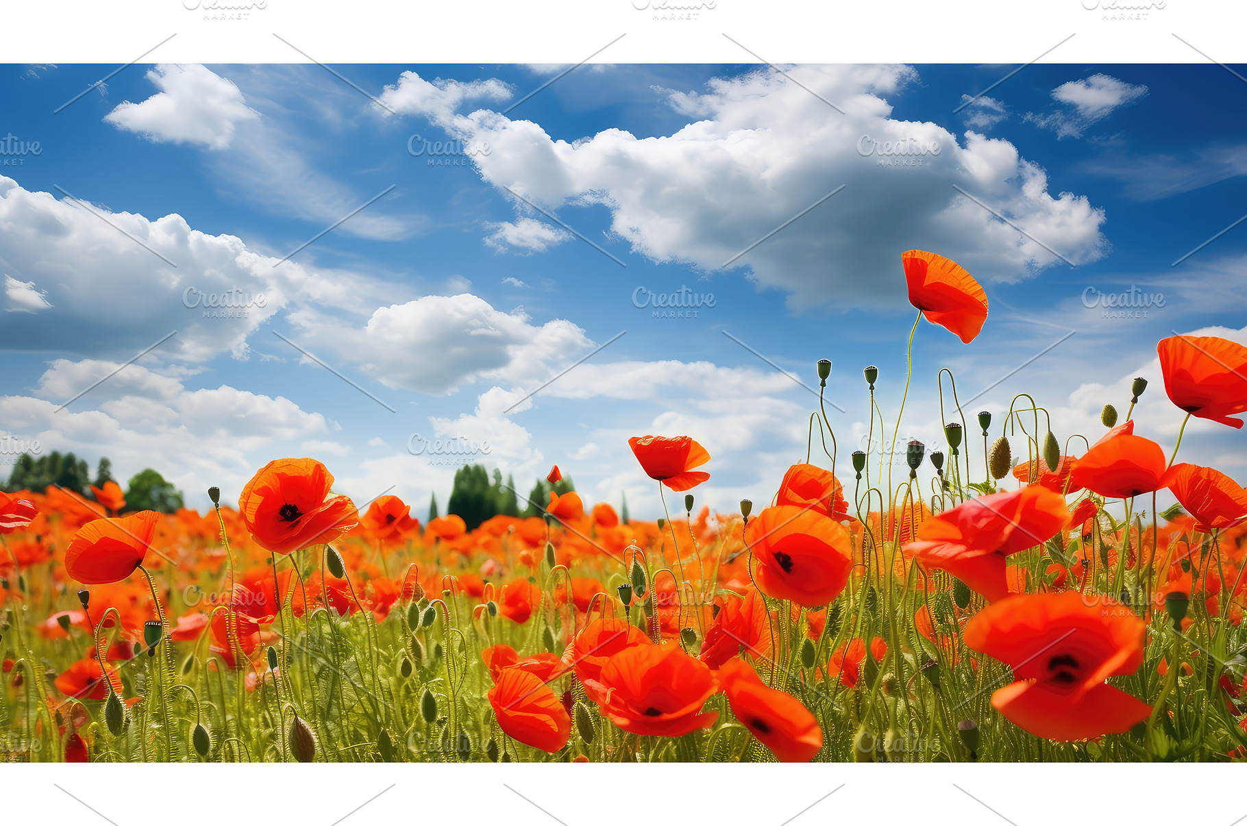 vibrant wildflowers poppy field ai, a Nature Photo by pikepicture