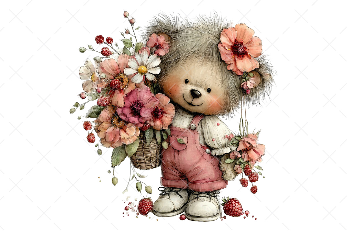Whimsical Summer Teddy Bear Clipart, an Illustration by Craft Nest (Photo 12 of 12)