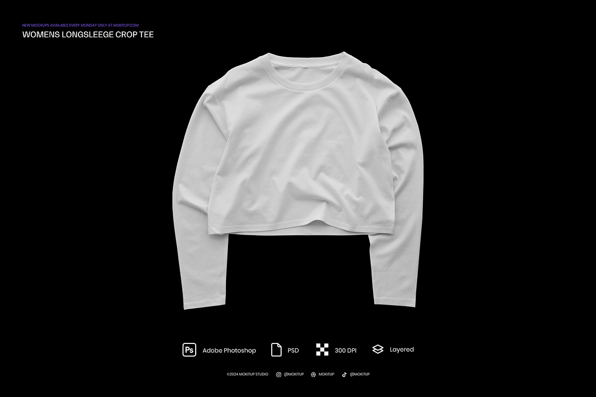 MOKITUP: Womens LS Crop Tee Mockup, a Shirt Mockup by MOKITUP (Photo 3 of 4)