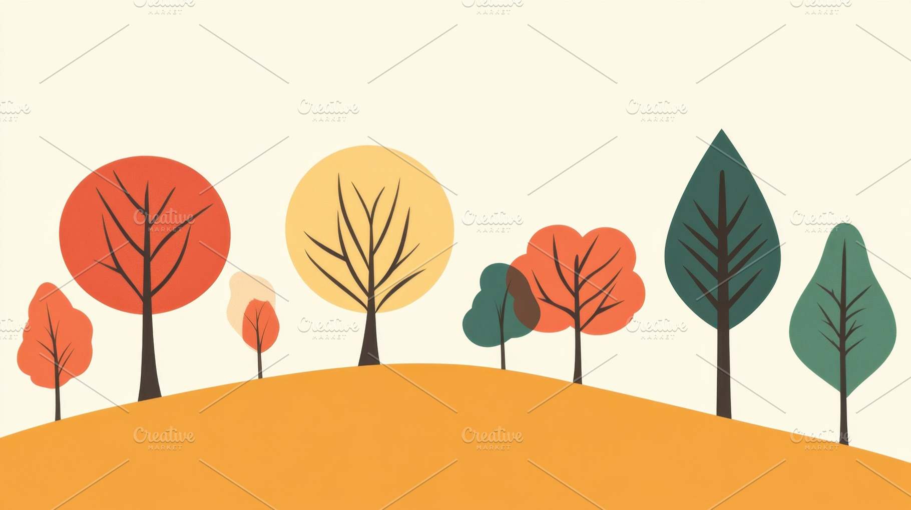 Colorful autumn landscape with trees, a Photo by Beautiful things