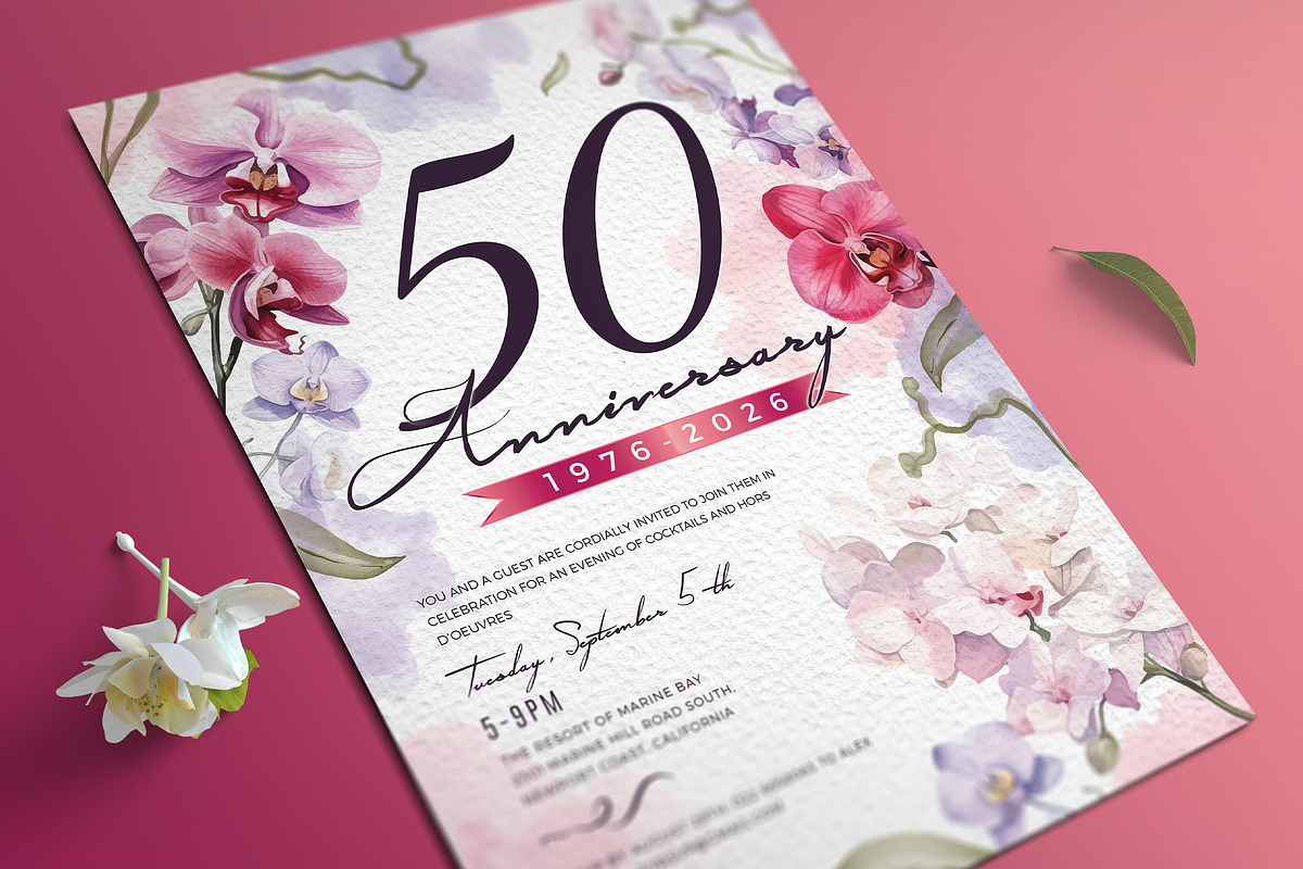 Orchid Anniversary Invitation, an Invitation Template by Aarley Kaiven (Photo 1 of 2)