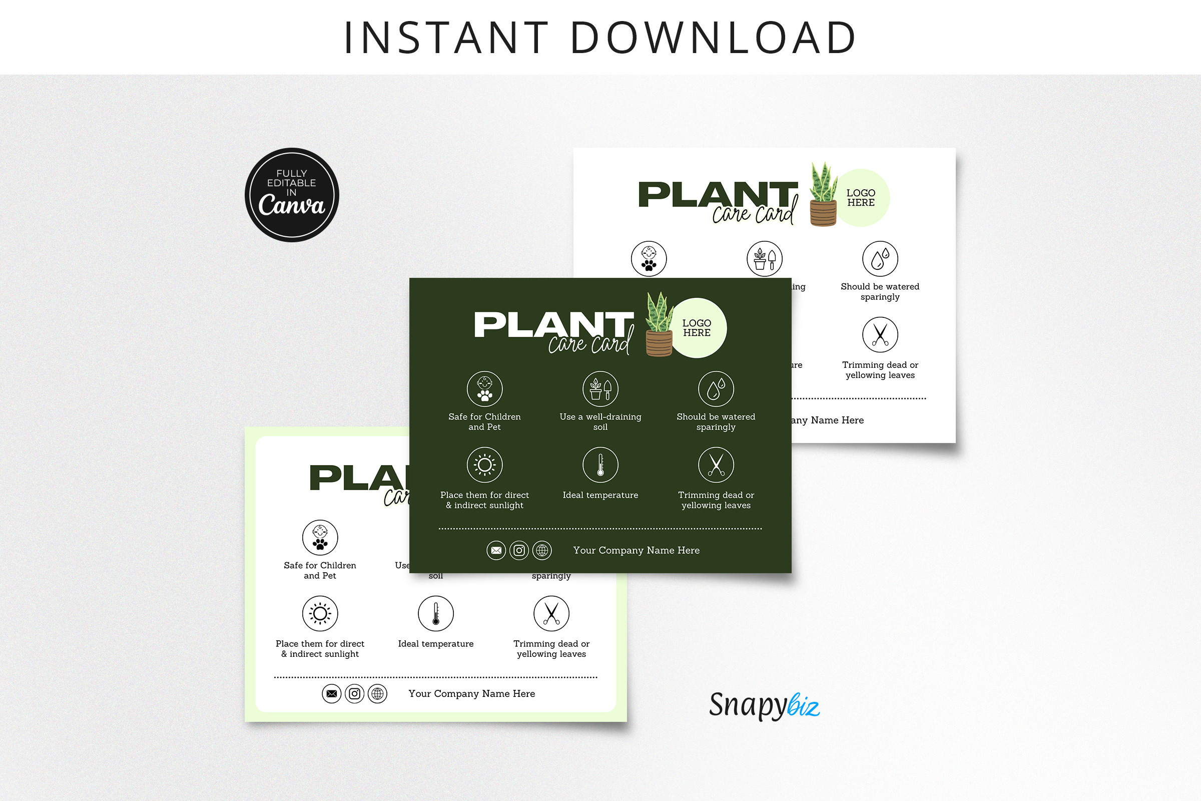 Editable Plant Care Card Template