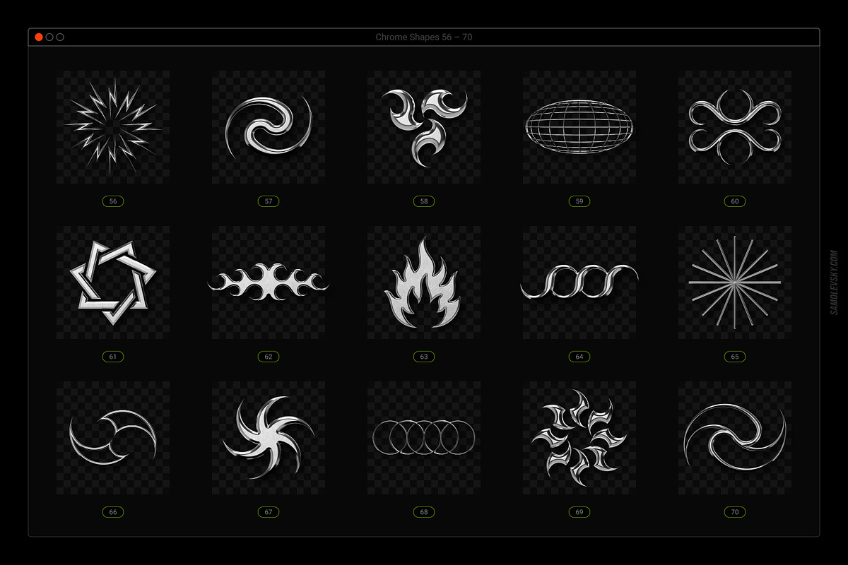 Acid & Chrome Abstract Shapes Bundle, an Object Graphic by Samolevsky (Photo 12 of 25)