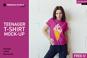 Teenager T-Shirt Mock-Up Set, a Shirt Mockup by Freeman Studio (Thumbnail 1 of 14)