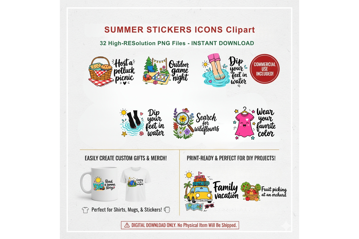 Summer Stickers Icons Clipart PNG, a Solid Icon by Tanya Kart (Photo 6 of 8)