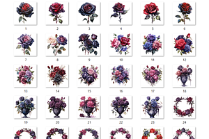 Watercolor Gothic Roses Collection