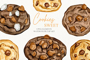 Watercolor chocolate cookies, a Food Illustration by CrystalinaShop (Thumbnail 2 of 3)