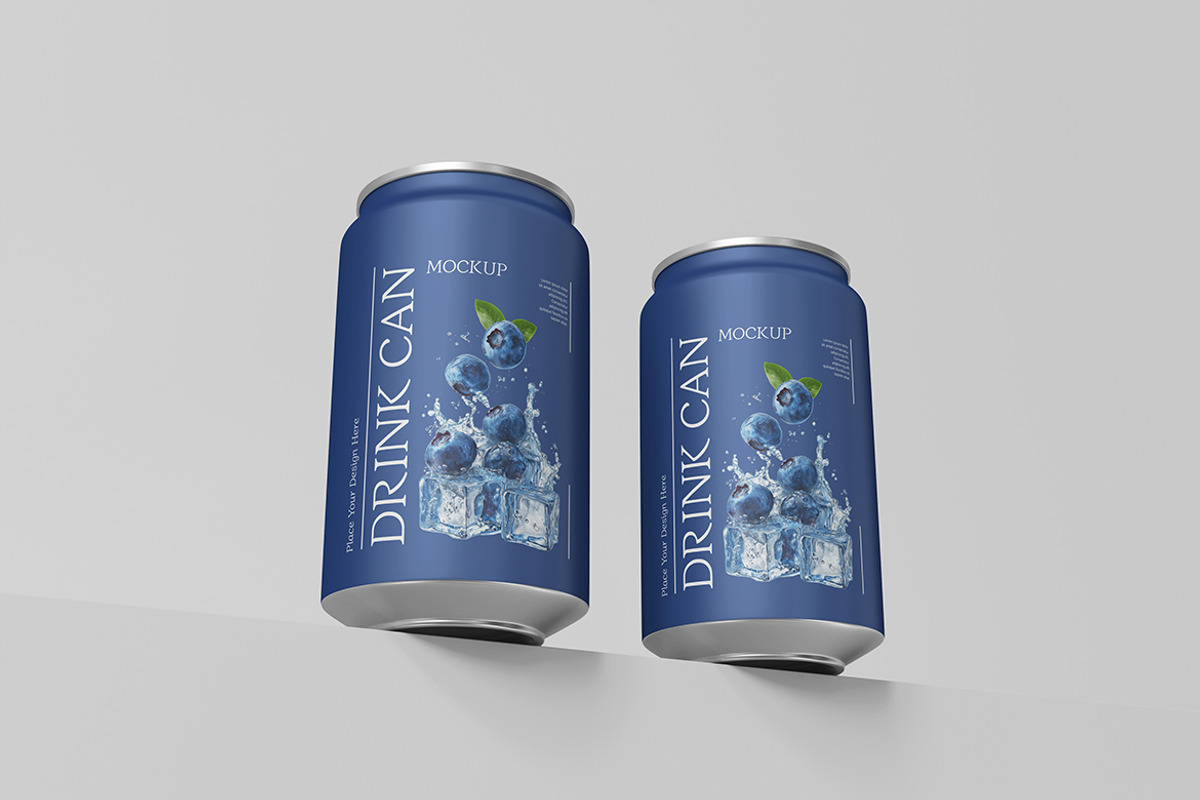 Drink Can Mockup PSD Packaging, an Advertising Mockup by Indah (Photo 6 of 6)
